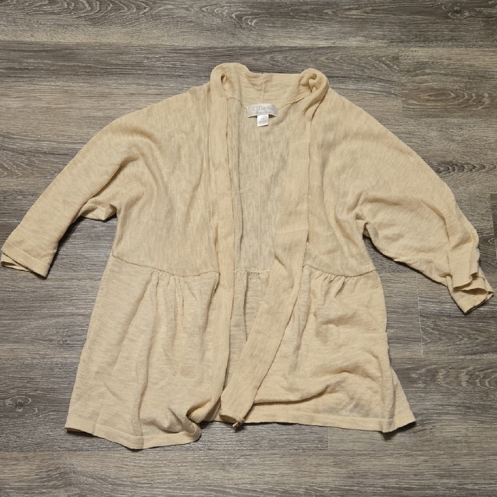 CJ Banks 1X Cream Peplum Cardigan